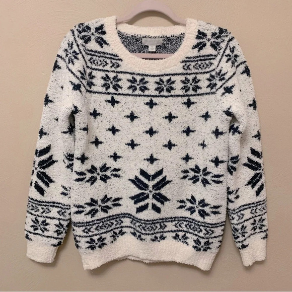 BAREFOOT DREAMS CozyChic Seaside Pullover Sweater Fair Isle - Picture 2 of 8